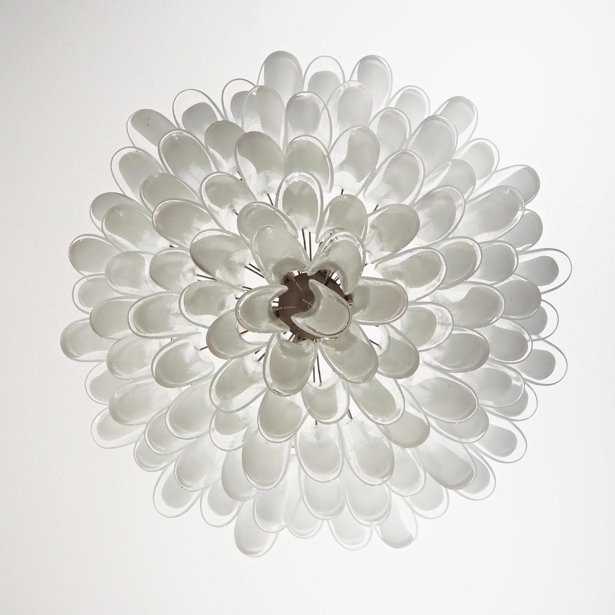 Thalion Chandelier White Murano Glass Petal Elegant