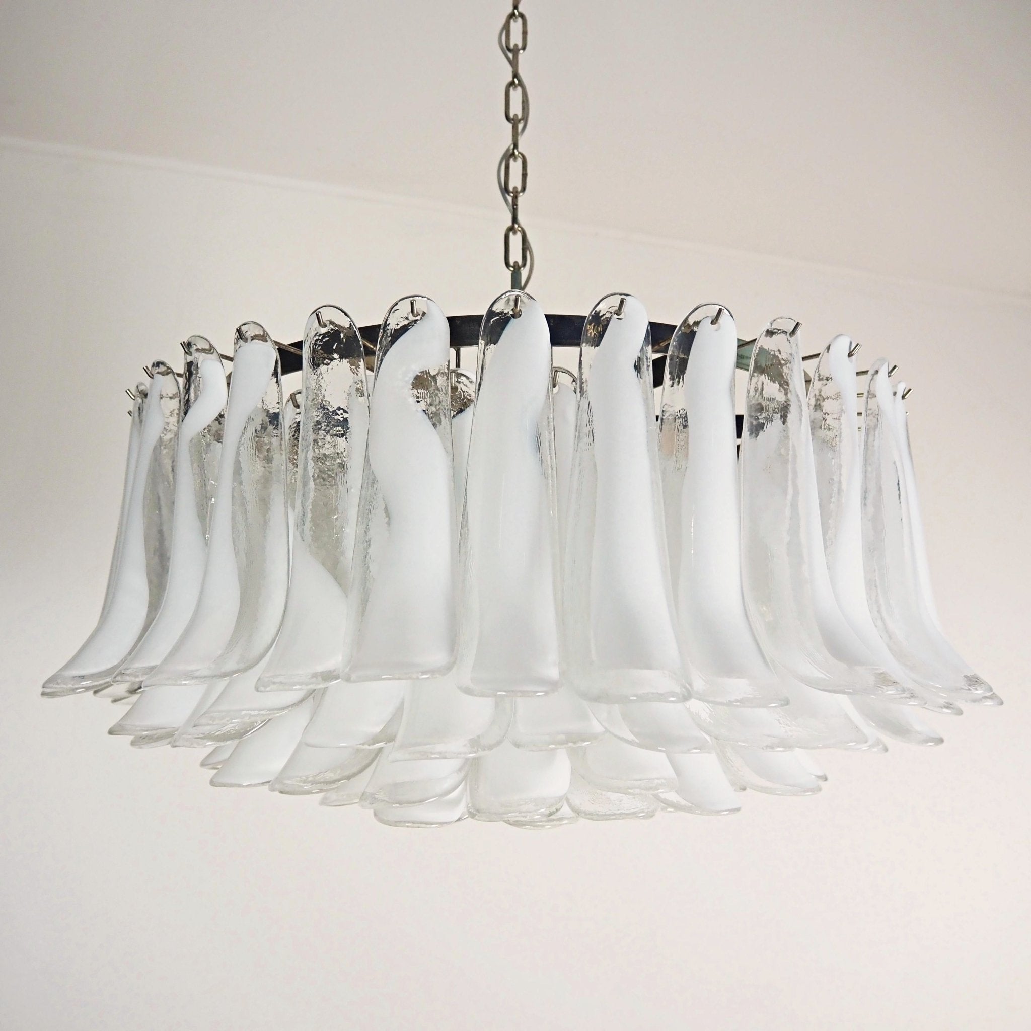 Thalion Chandelier White Murano Glass Petal Elegant