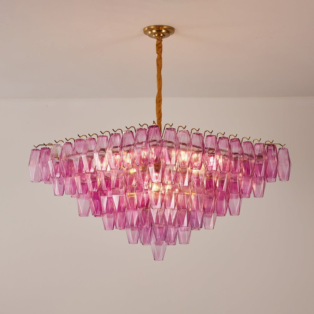 Miroian Chandelier Fuchsia Prism Inverted Pyramid