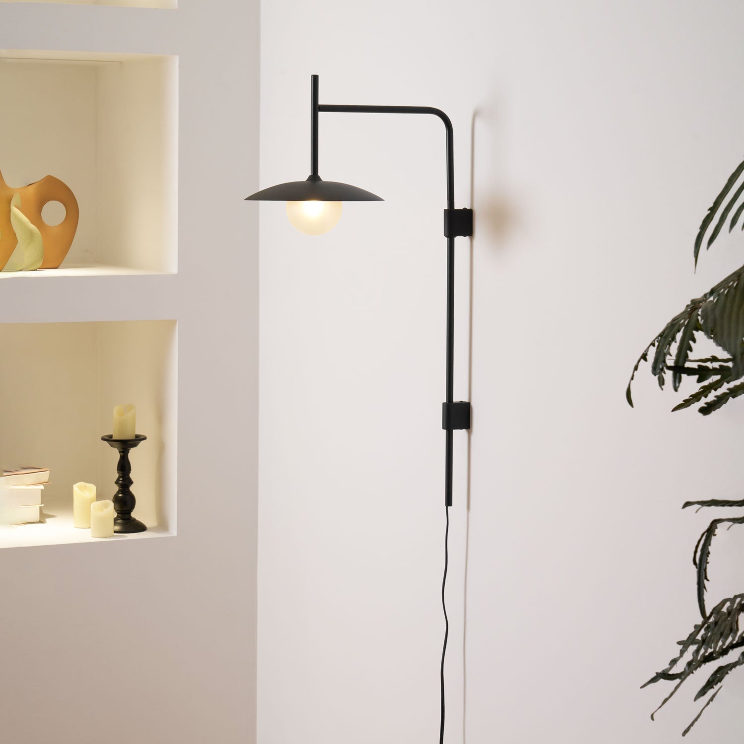 Paxon Swing Arm Plug-in Glass Wall Lamp