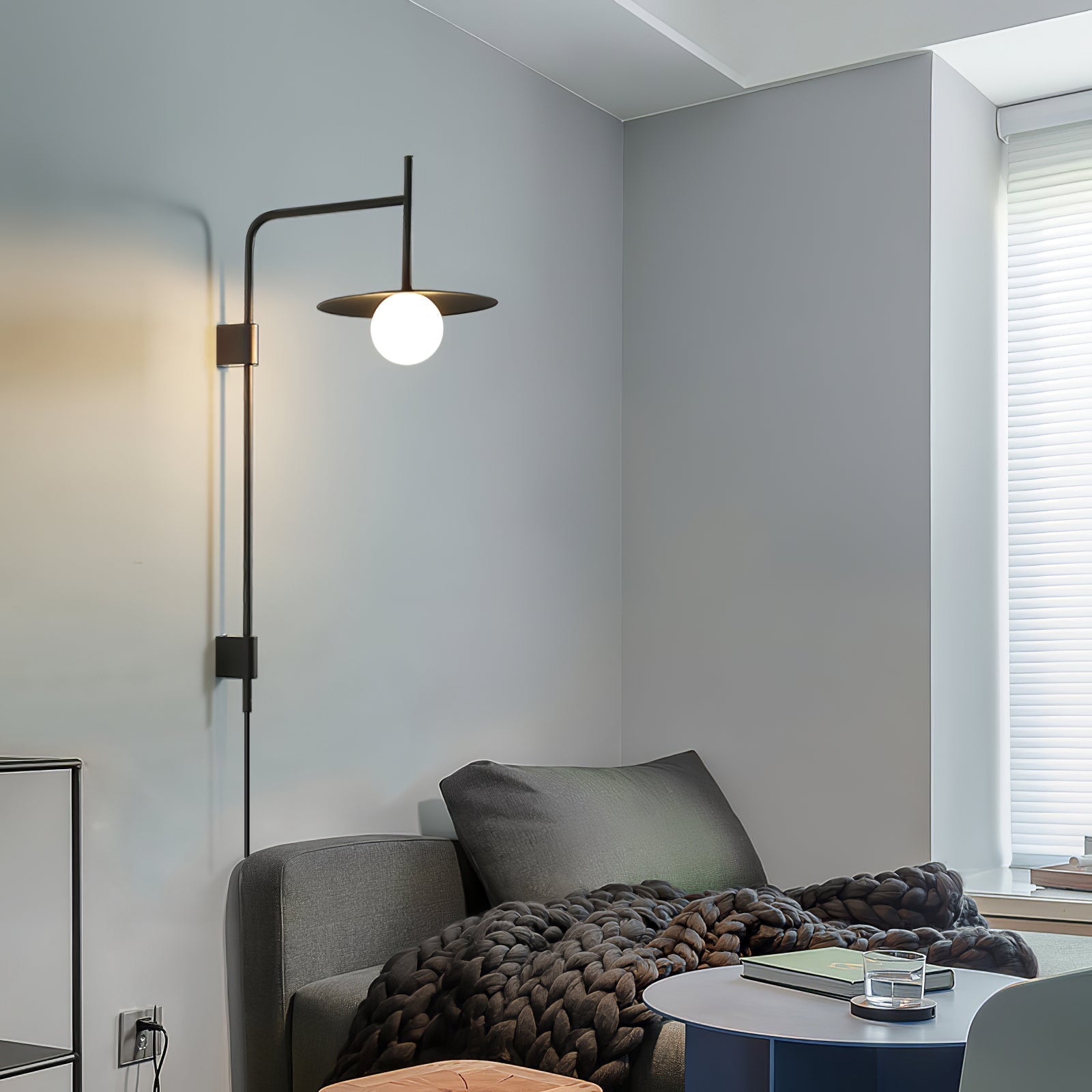 Paxon Swing Arm Plug-in Glass Wall Lamp