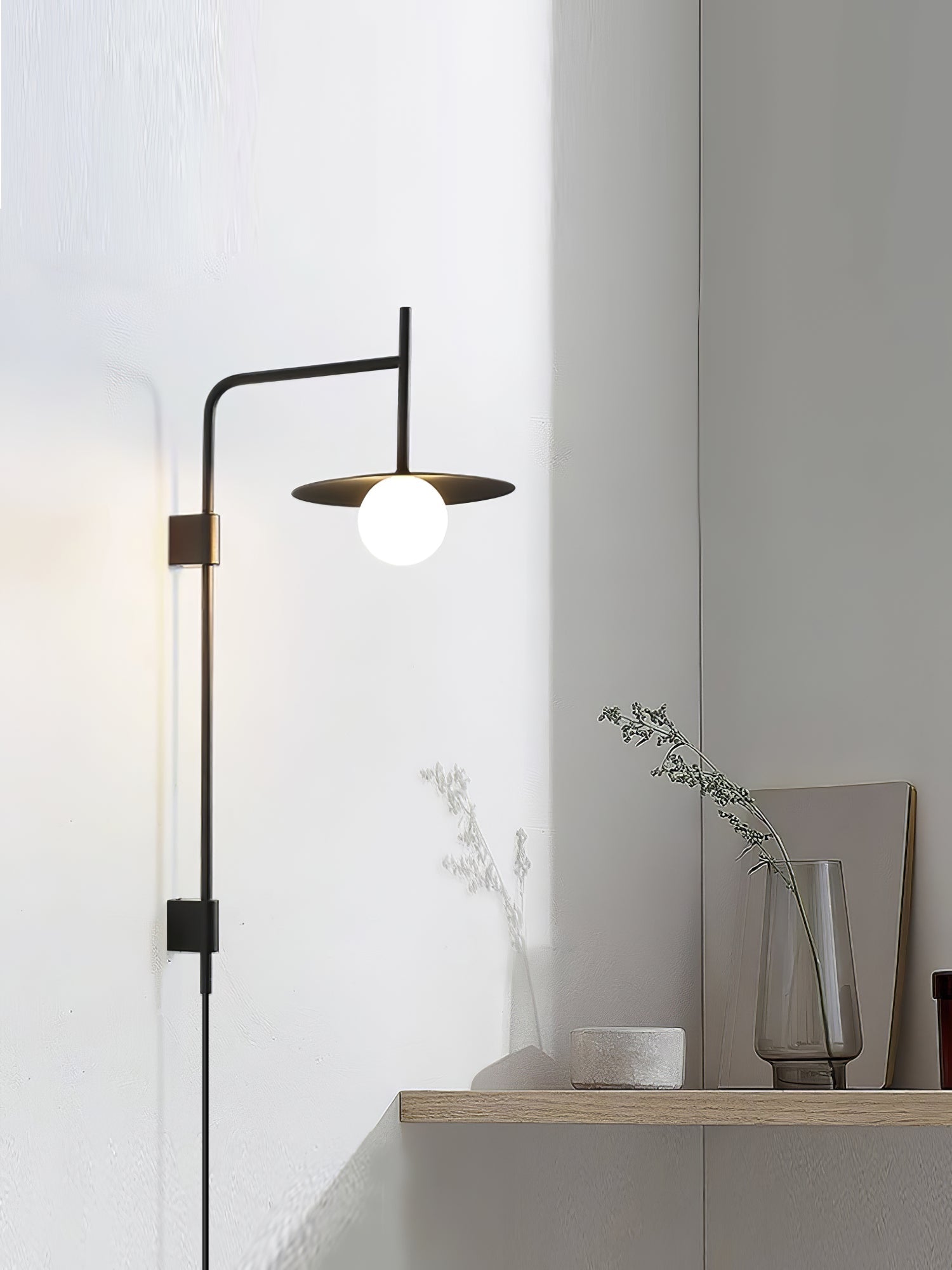Paxon Swing Arm Plug-in Glass Wall Lamp