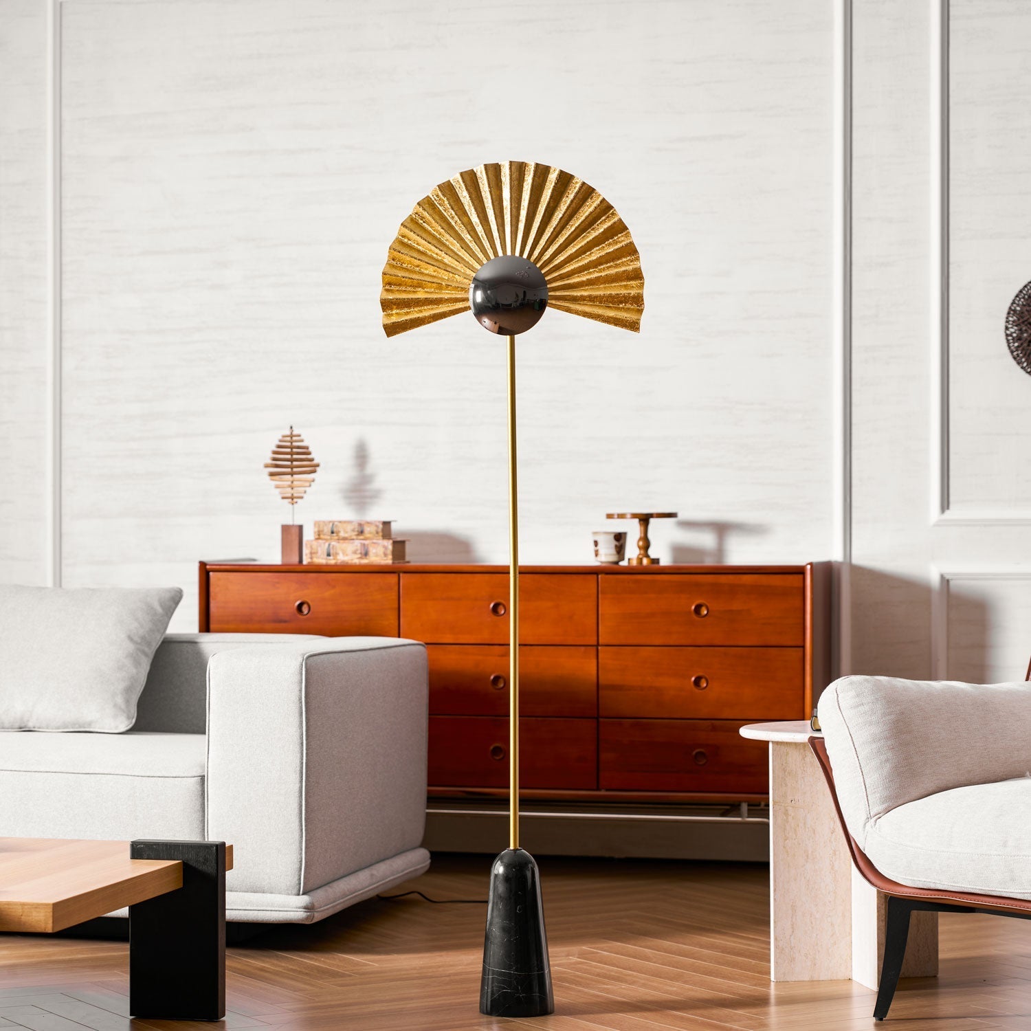 Solvaar Gilded Fan Floor Lamp