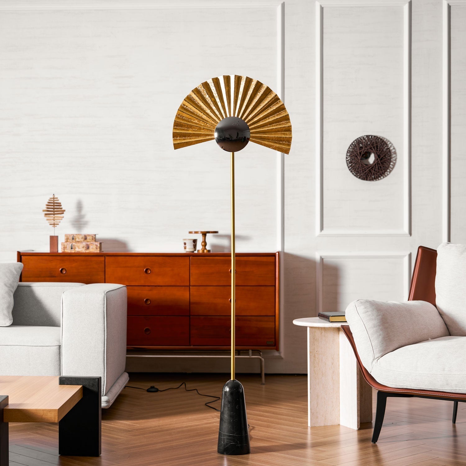 Solvaar Gilded Fan Floor Lamp