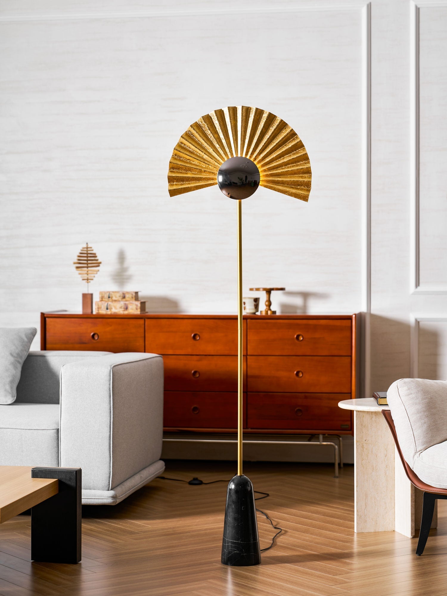 Solvaar Gilded Fan Floor Lamp