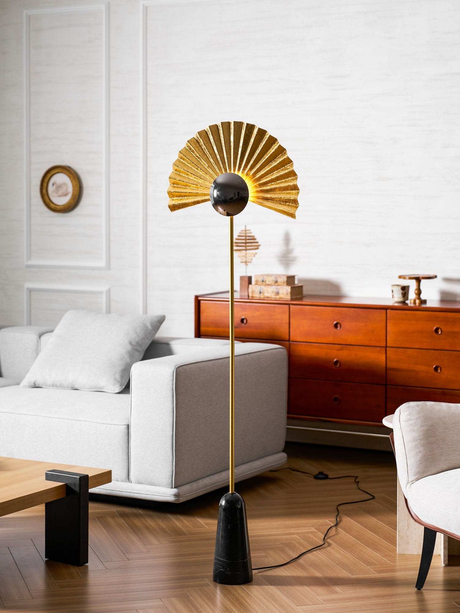 Solvaar Gilded Fan Floor Lamp