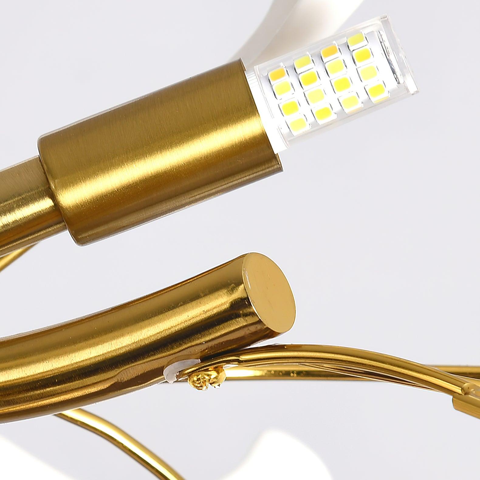Dylo Chandelier Brass Linear Ginkgo Ceramic Petal Branch