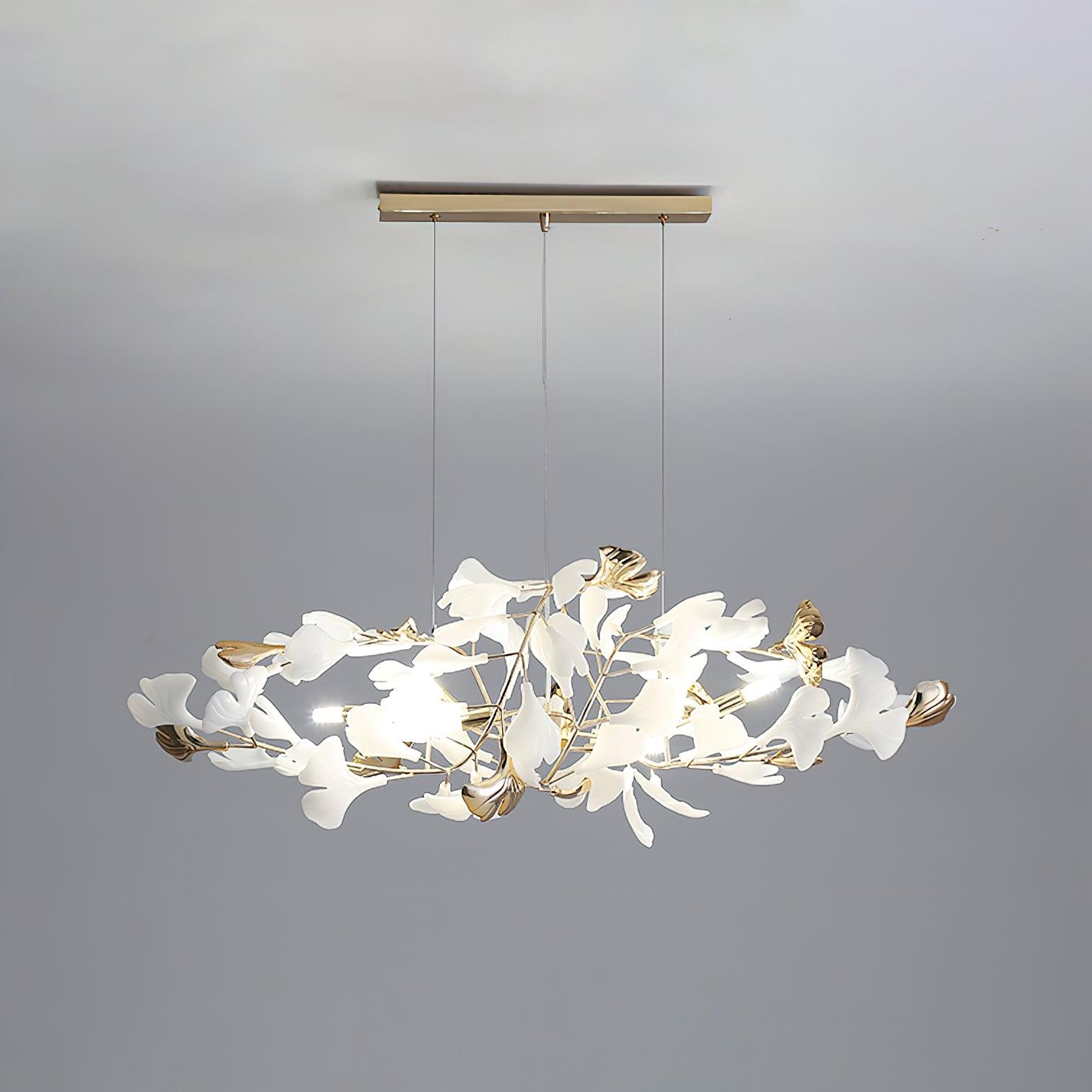 Quiven Chandelier Gingko Leaf Ceramic Gold Elegant