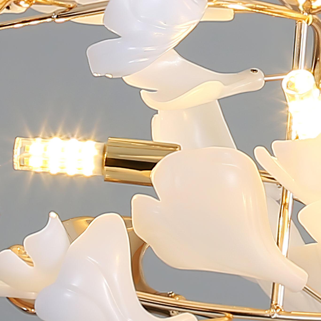 Quiven Chandelier Gingko Leaf Ceramic Gold Elegant