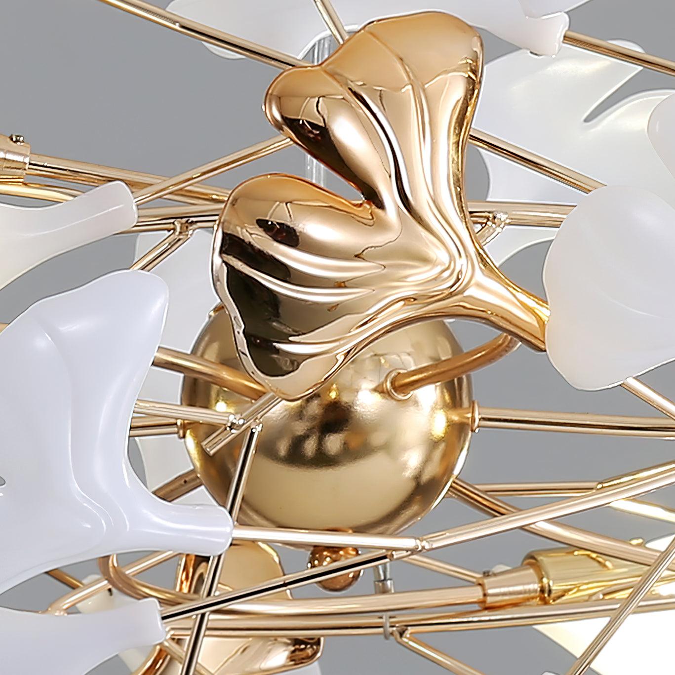 Quiven Chandelier Gingko Leaf Ceramic Gold Elegant