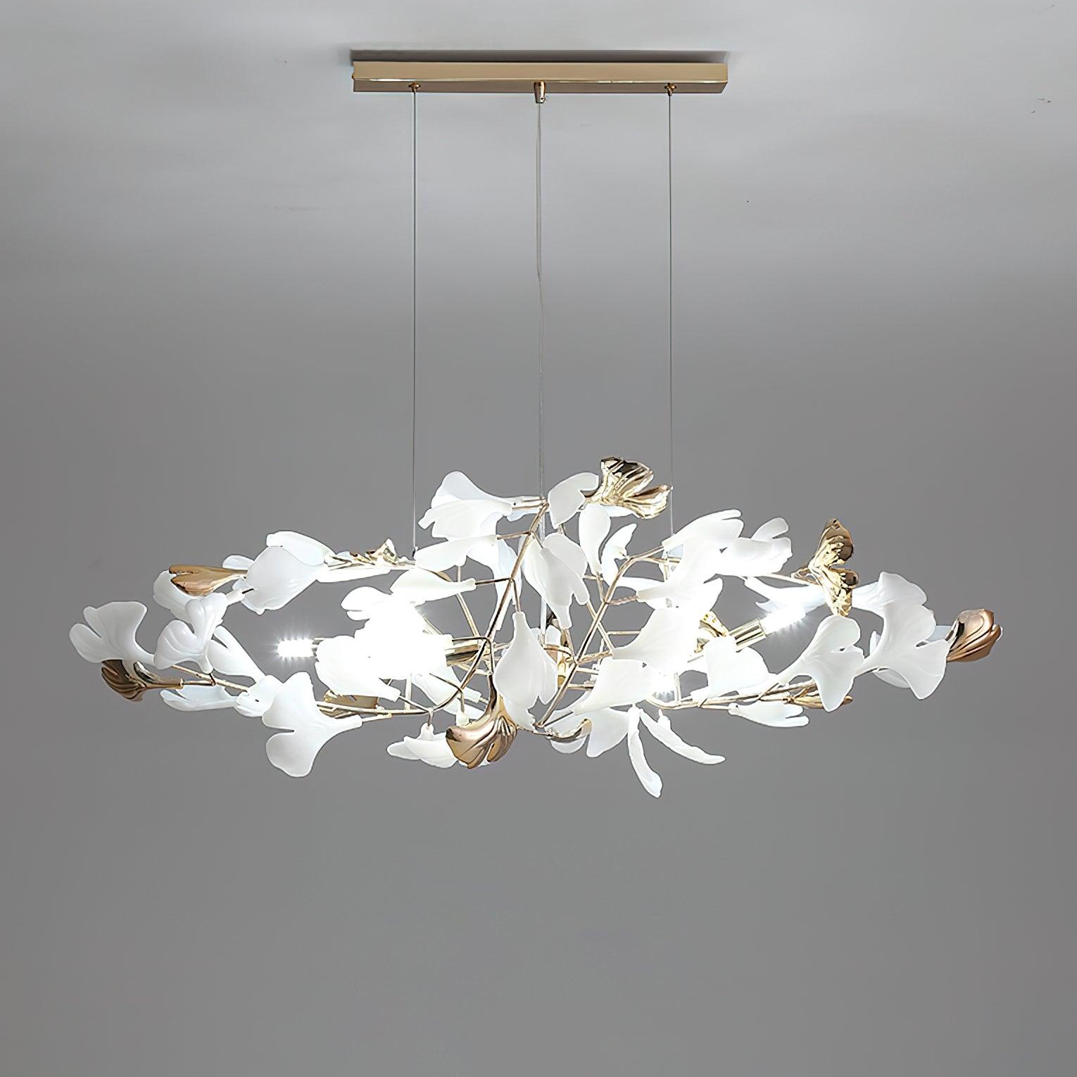 Quiven Chandelier Gingko Leaf Ceramic Gold Elegant