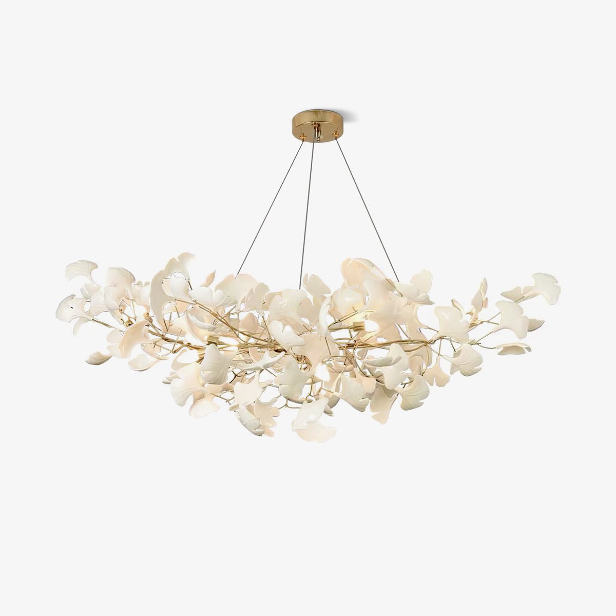 Olivia Ceramic Gingko Leaf Chandelier Smile -Shape - Neutral Decor