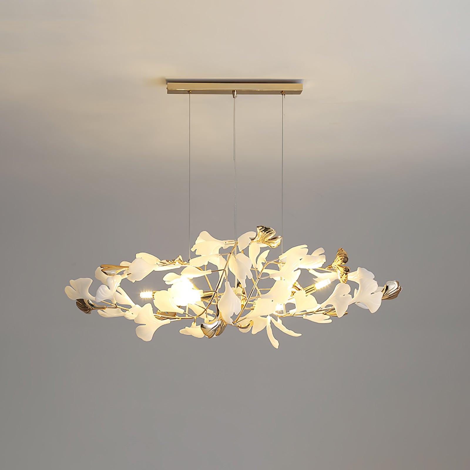 Quiven Chandelier Gingko Leaf Ceramic Gold Elegant