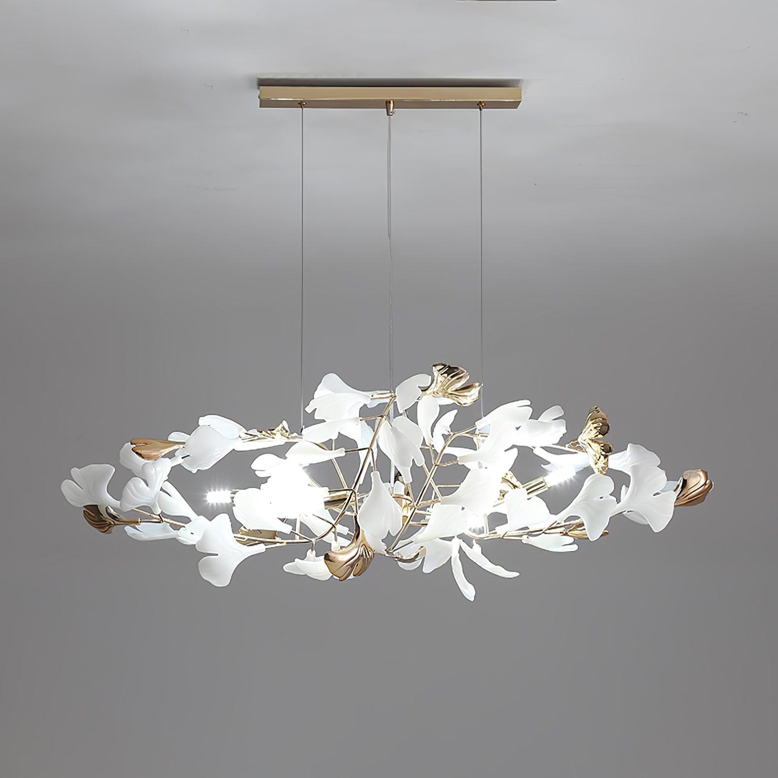 Quiven Chandelier Gingko Leaf Ceramic Gold Elegant