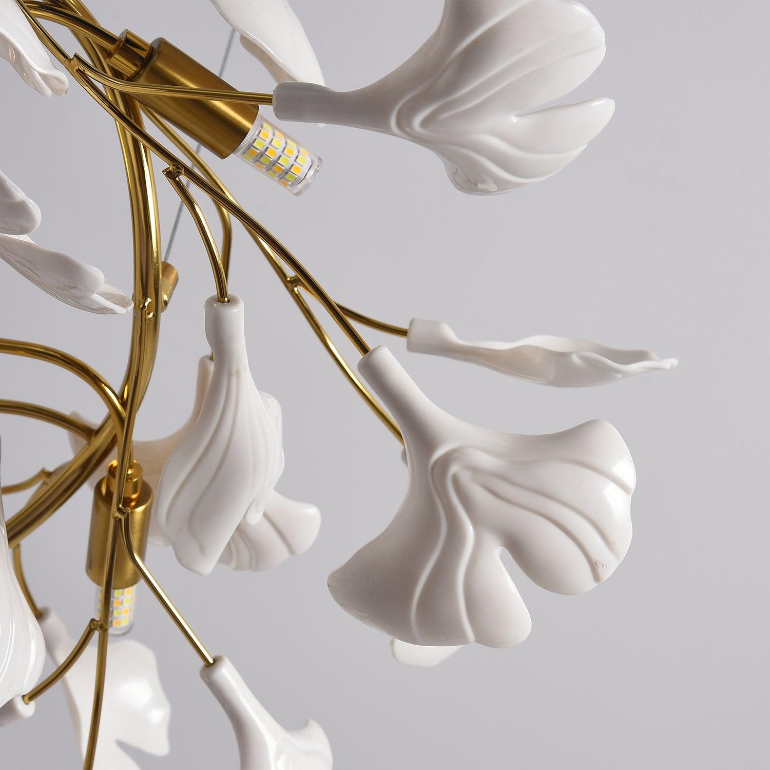 Auriora Pendant Lamp Gingko Ceramic Leaves Gold