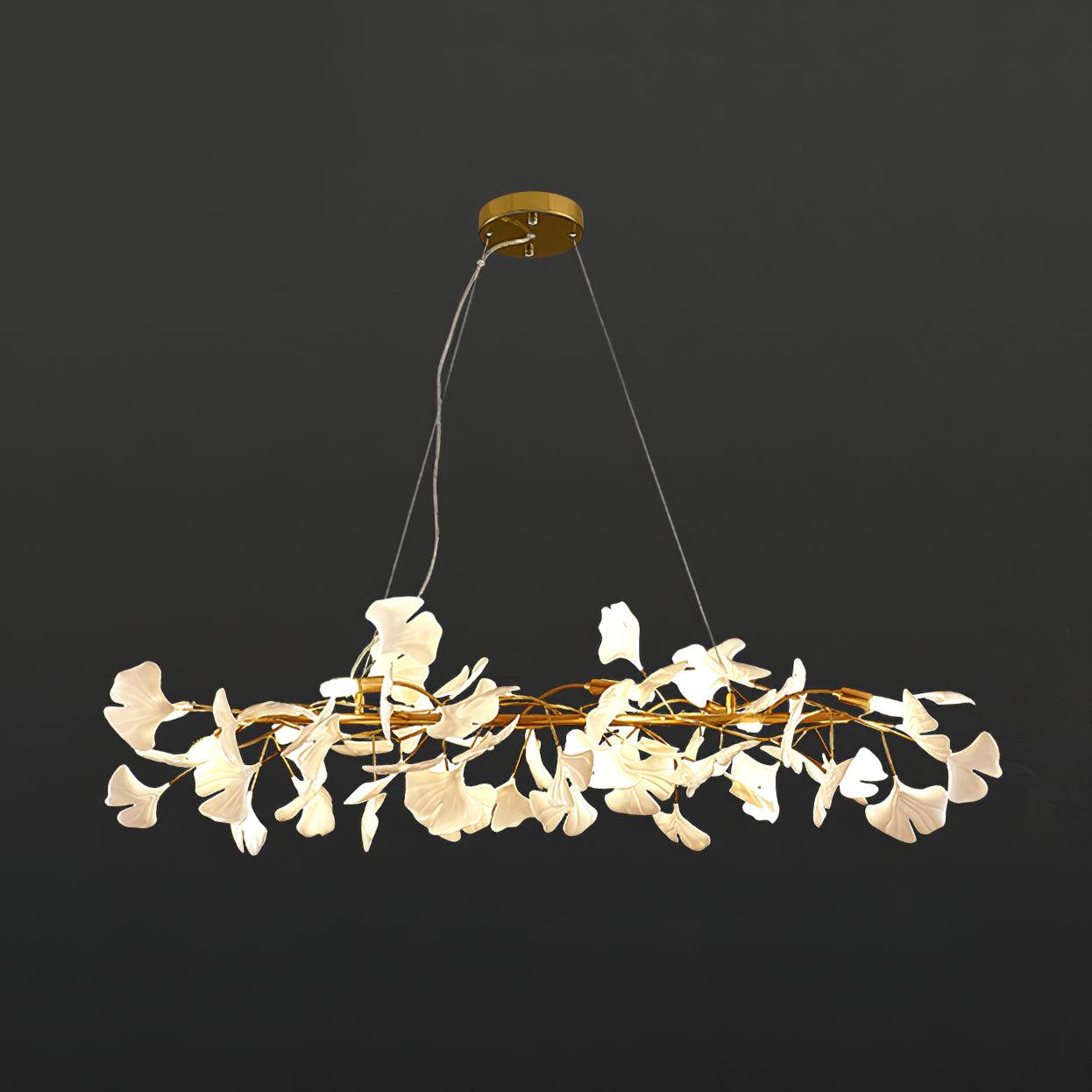 Rirove Pendant Lamp Gingko Ceramic Petals Gold