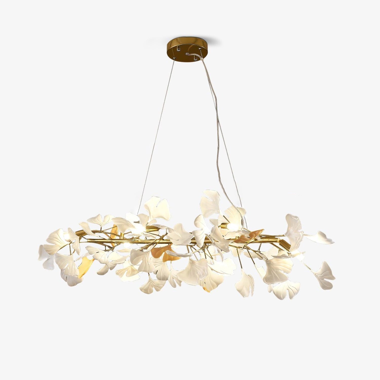 Rirove Pendant Lamp Gingko Ceramic Petals Gold