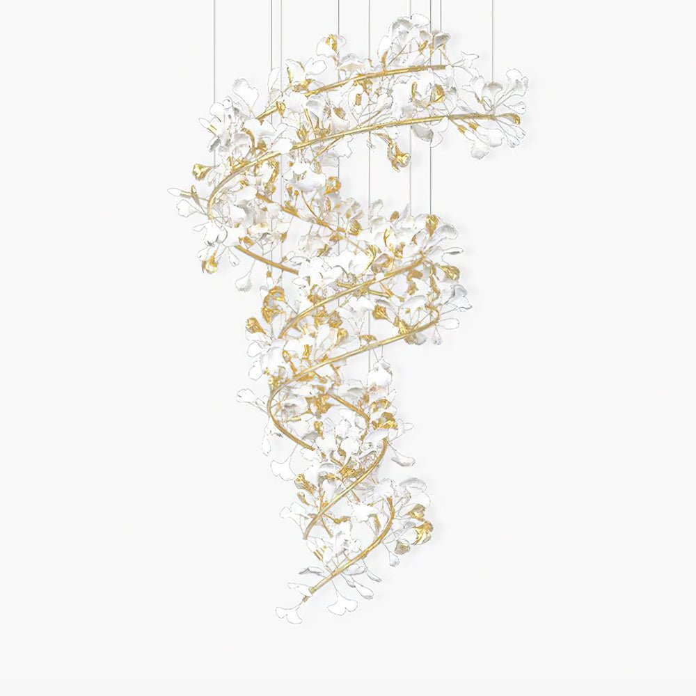 Gingko Ring Chandelier Ceramic Staircase Luxury