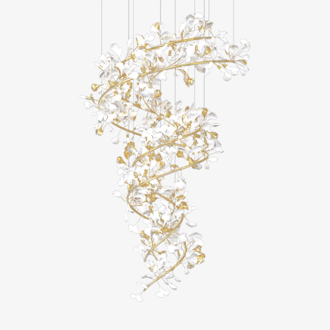 Gingko Ring Chandelier Ceramic Staircase Luxury