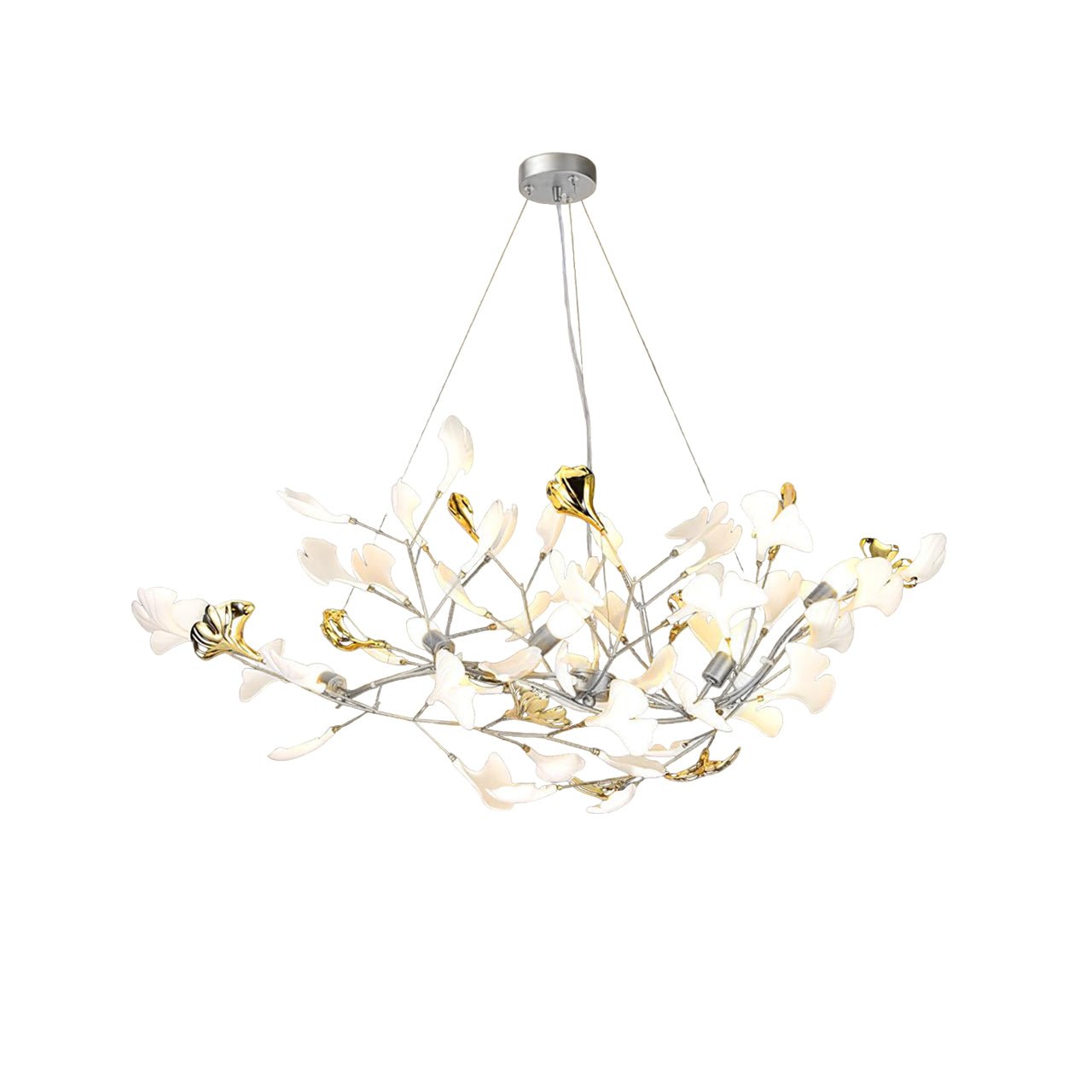 Veveno Chandelier Gingko S Ceramic Petals Brass