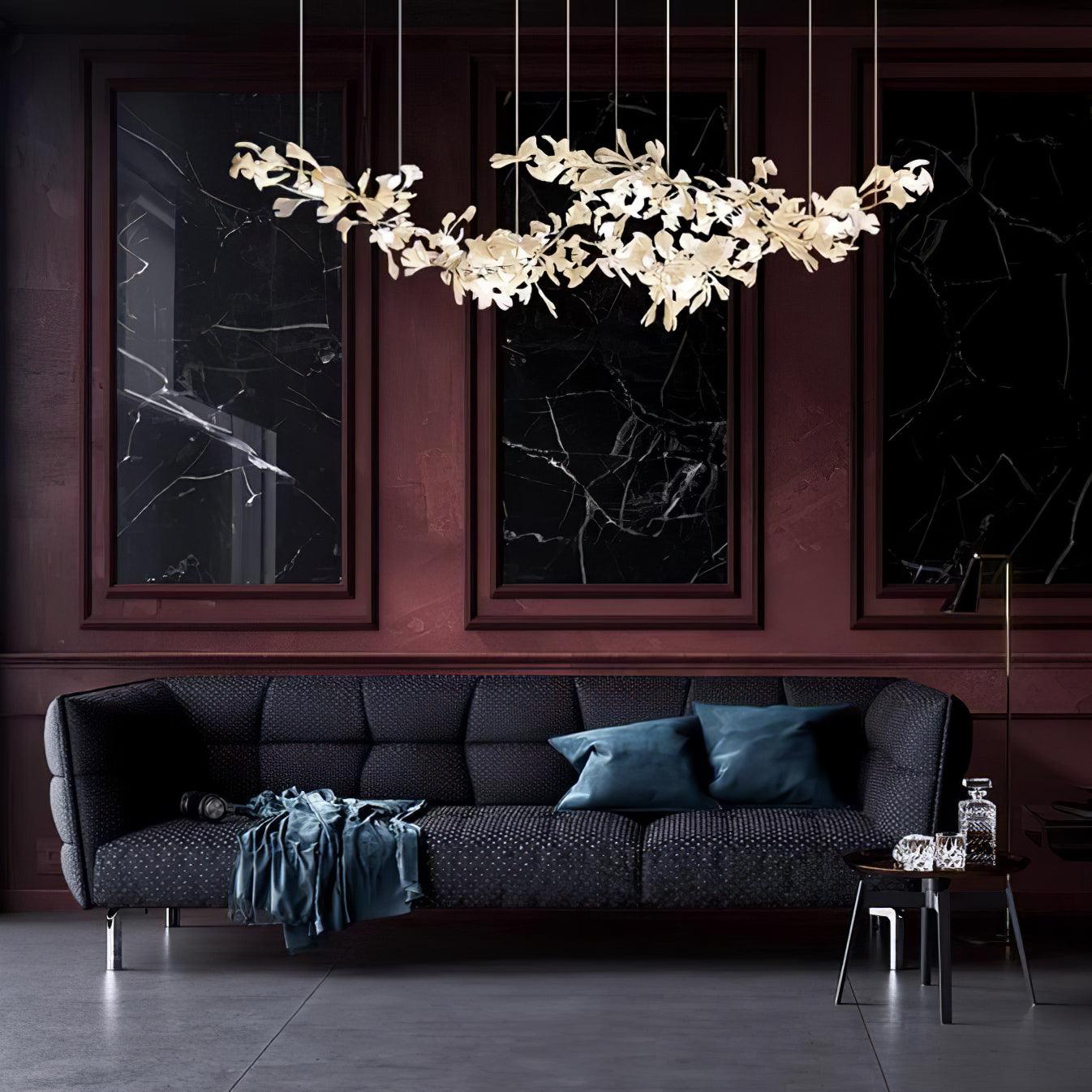 Double-Layer Ginkgo Ceramic Chandelier