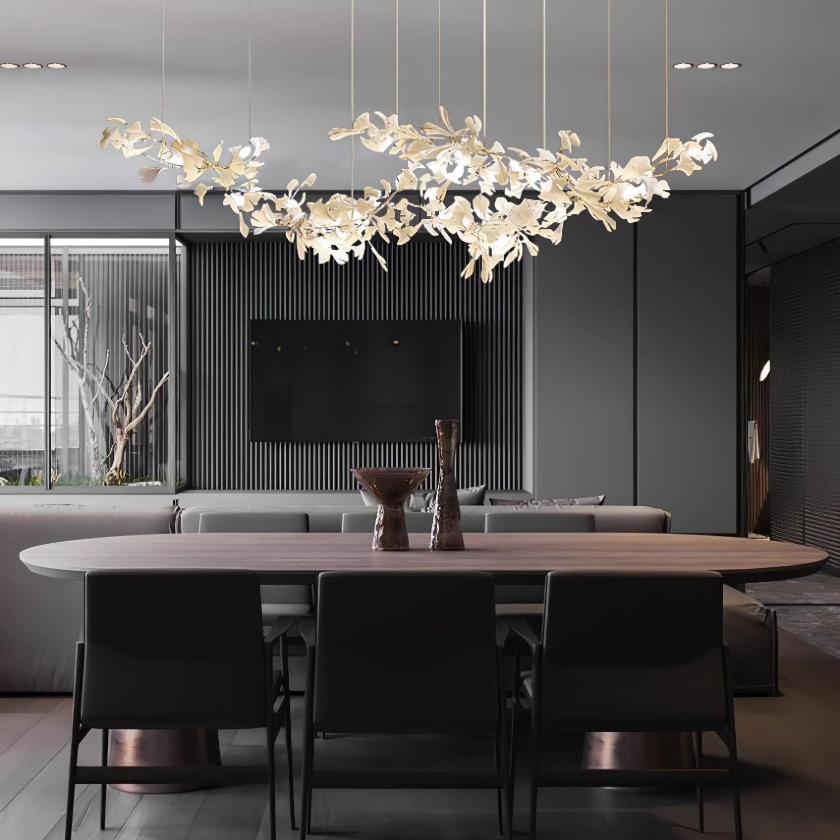 Double-Layer Ginkgo Ceramic Chandelier