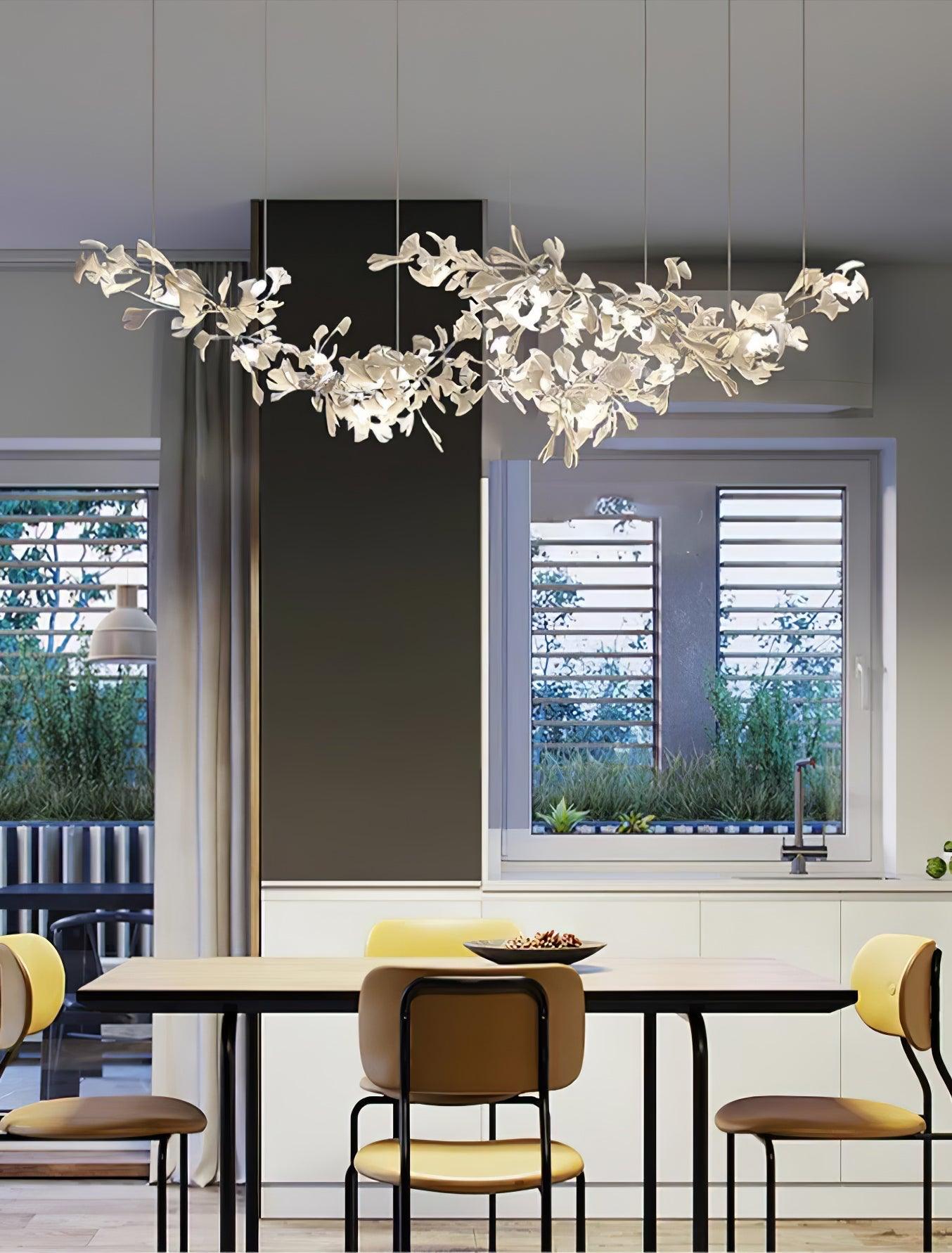 Double-Layer Ginkgo Ceramic Chandelier