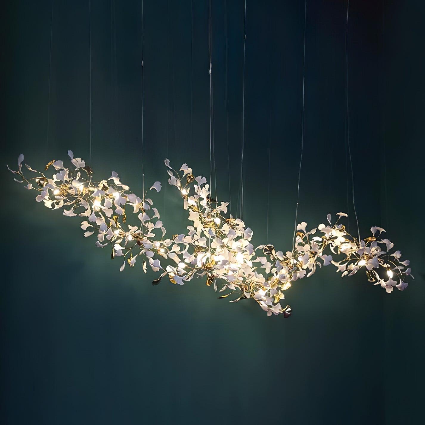 Double-Layer Ginkgo Ceramic Chandelier