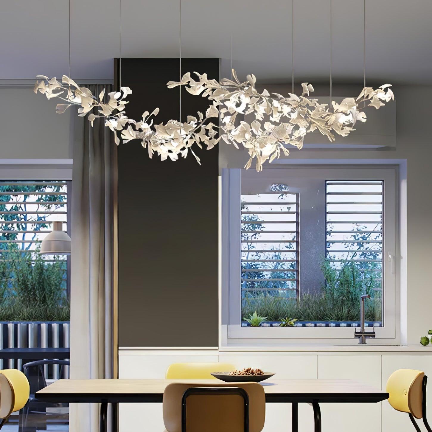 Double-Layer Ginkgo Ceramic Chandelier