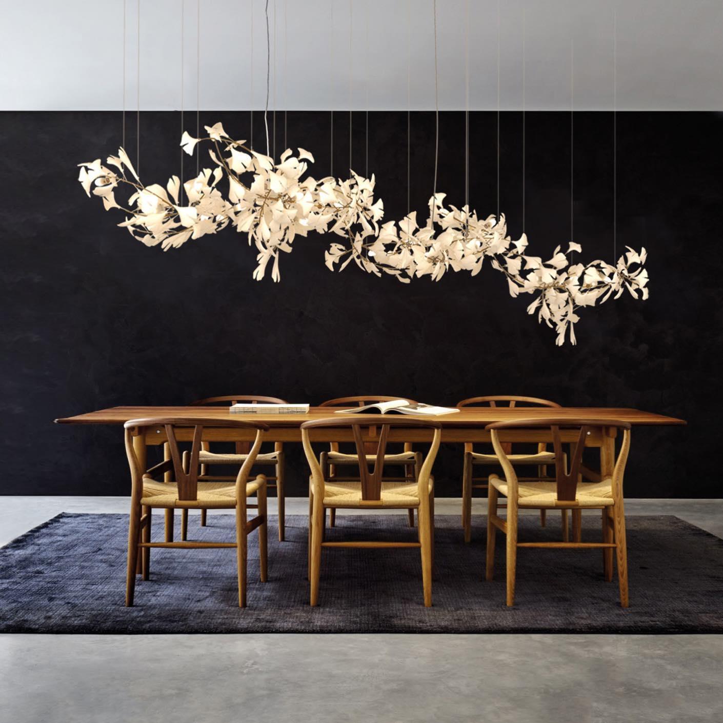 Ririxel Pendant Lamp Gingko Ceramic Petals Gold
