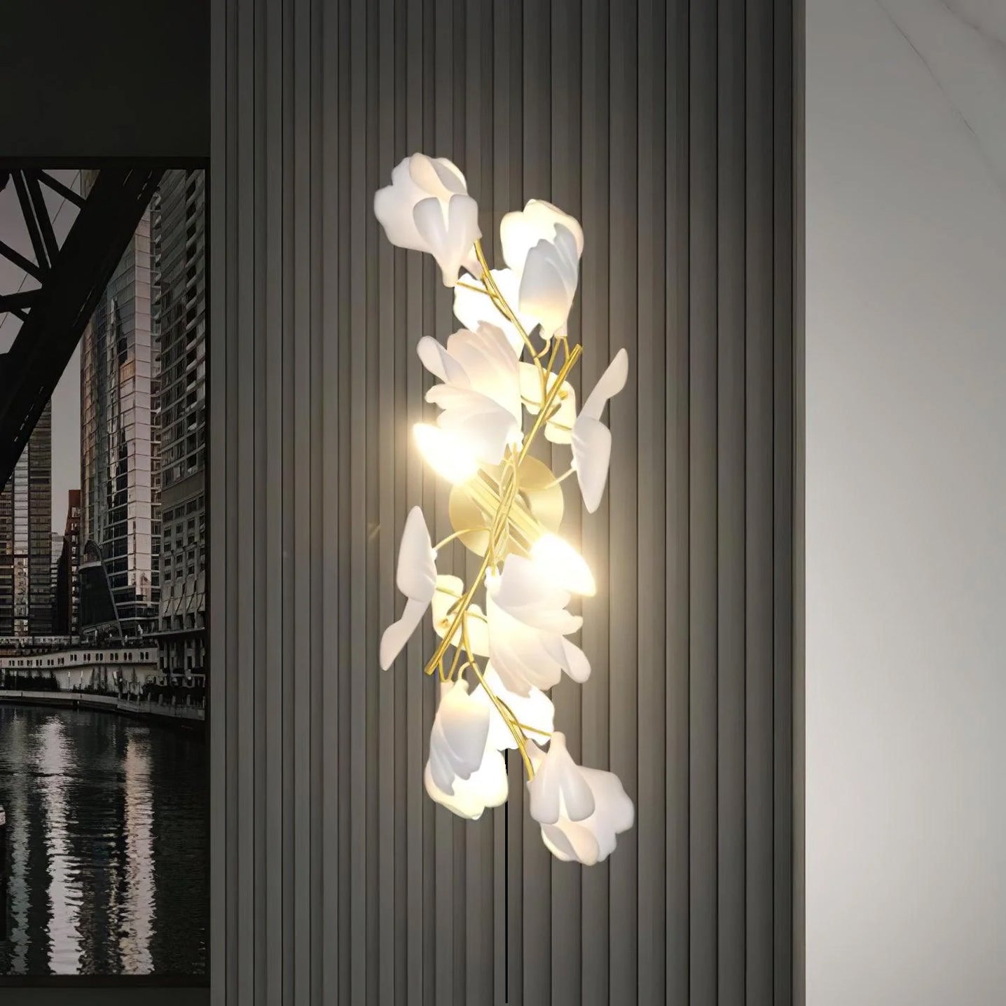 Solivaya Wall Lamp Gingko Flowers Brass