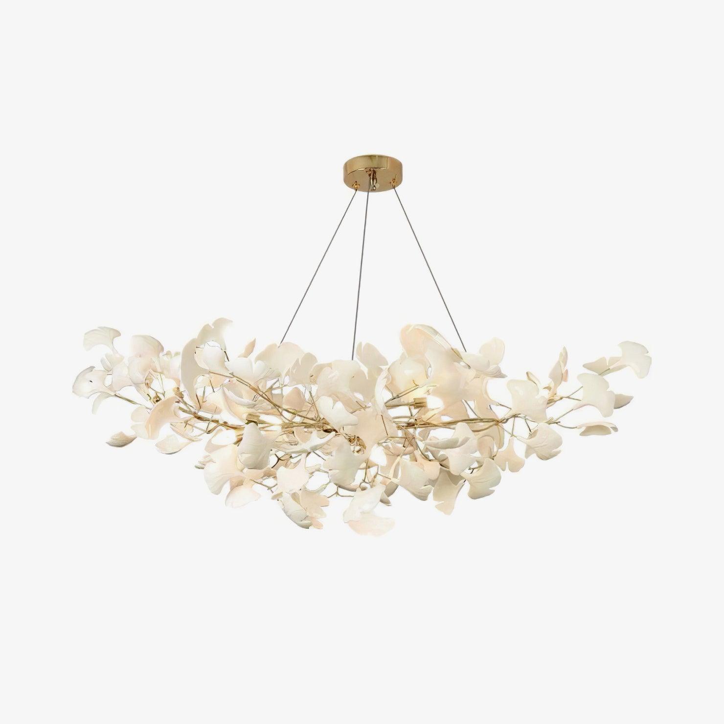 Olivia Ceramic Gingko Leaf Chandelier Smile -Shape - Neutral Decor