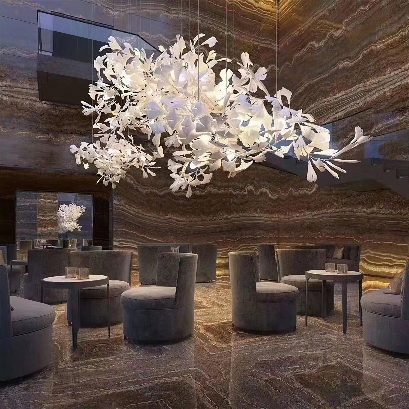 Olivia Ceramic Gingko Leaf Chandelier Smile -Shape - Neutral Decor