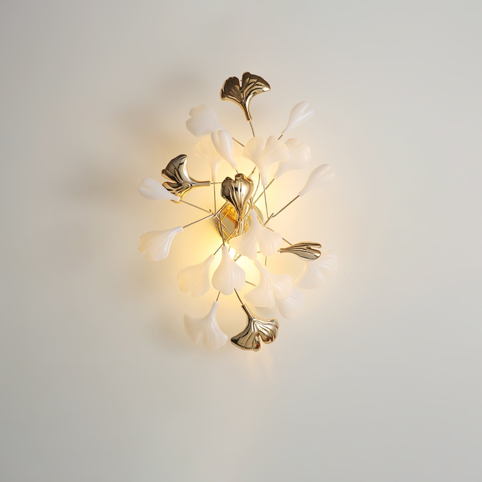 Oakes Postmodern Luxury Gingko Ceramics Wall Lamp
