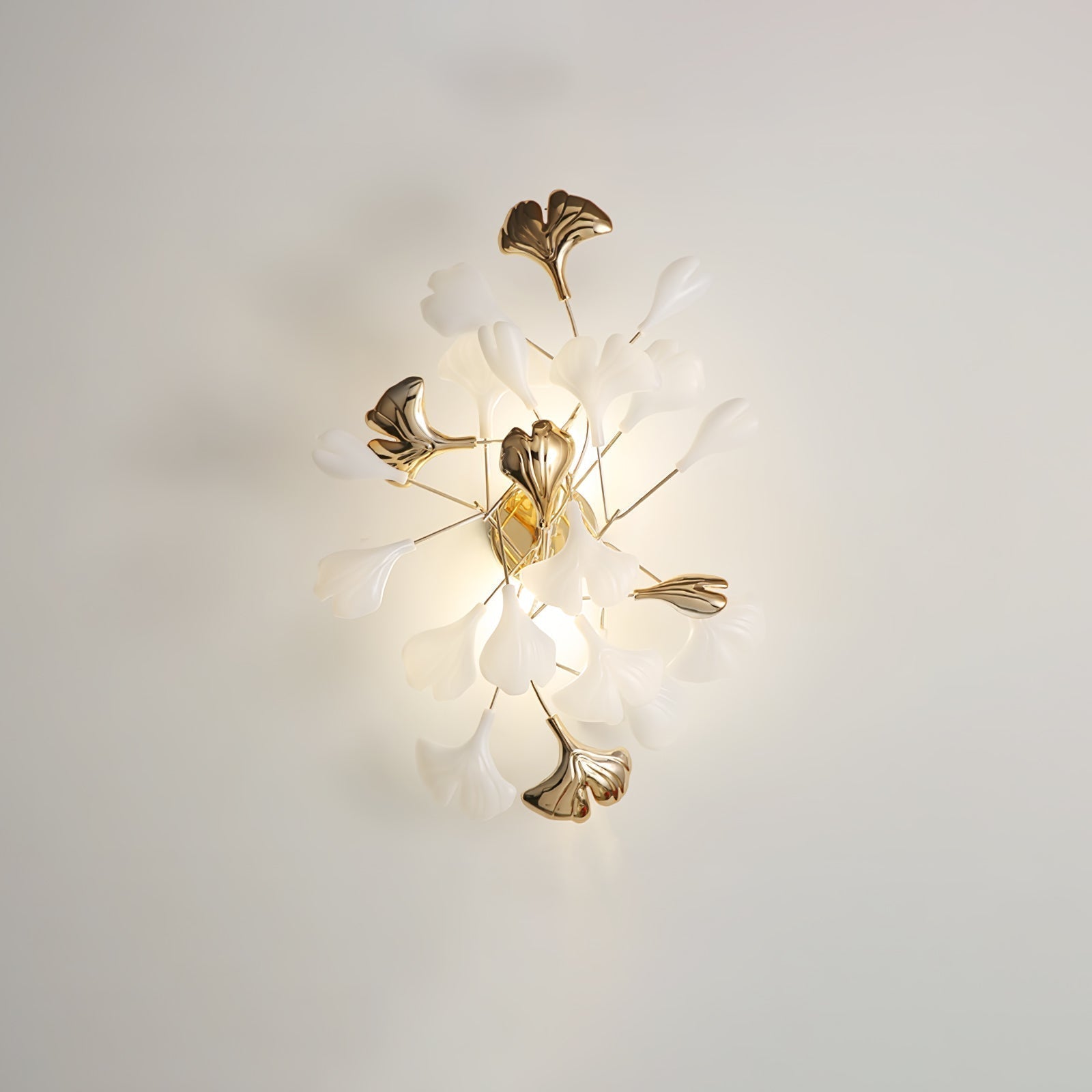 Oakes Postmodern Luxury Gingko Ceramics Wall Lamp