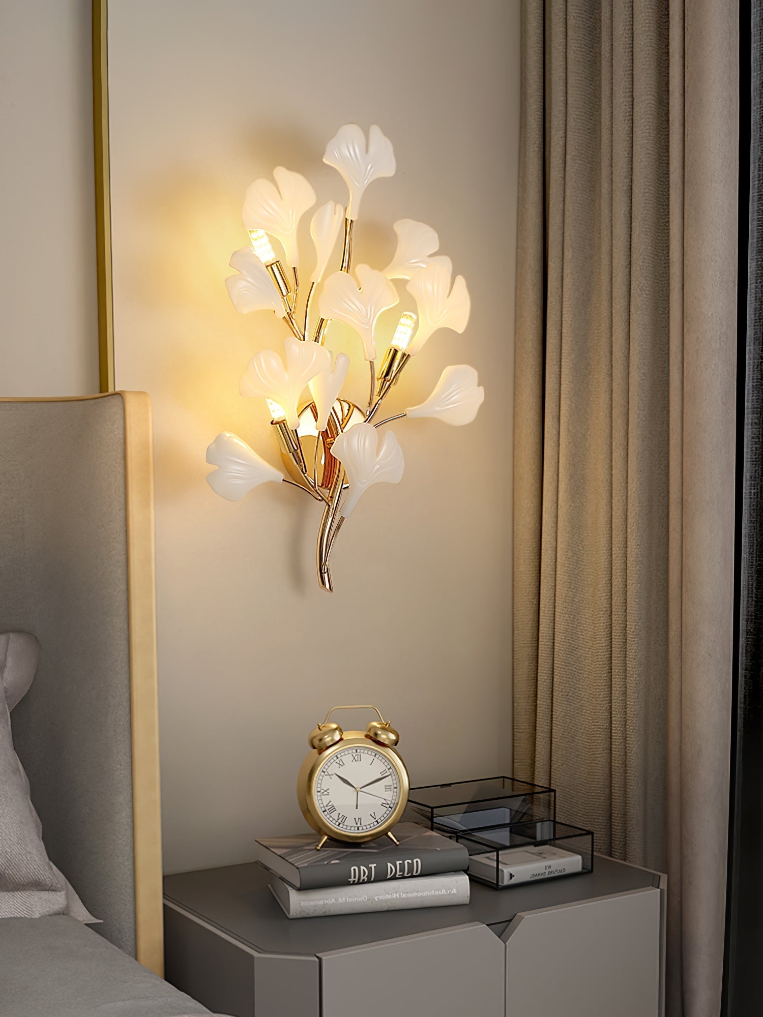 Oakes Postmodern Luxury Gingko Ceramics Wall Lamp