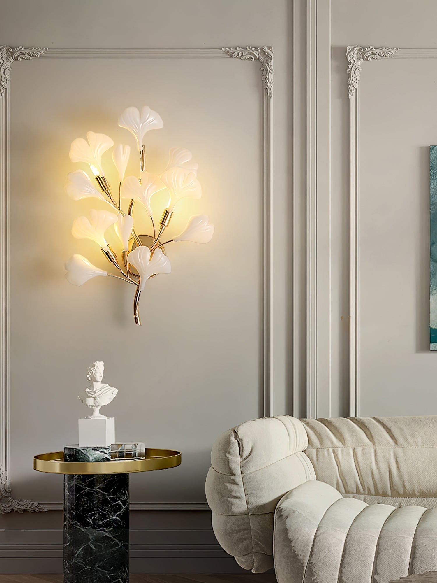 Oakes Postmodern Luxury Gingko Ceramics Wall Lamp