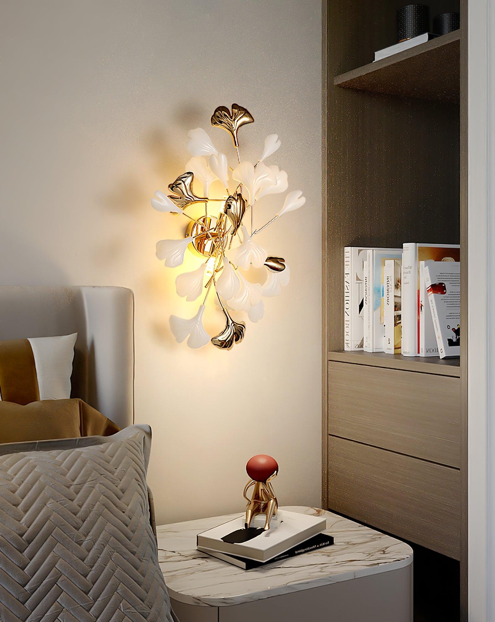Oakes Postmodern Luxury Gingko Ceramics Wall Lamp
