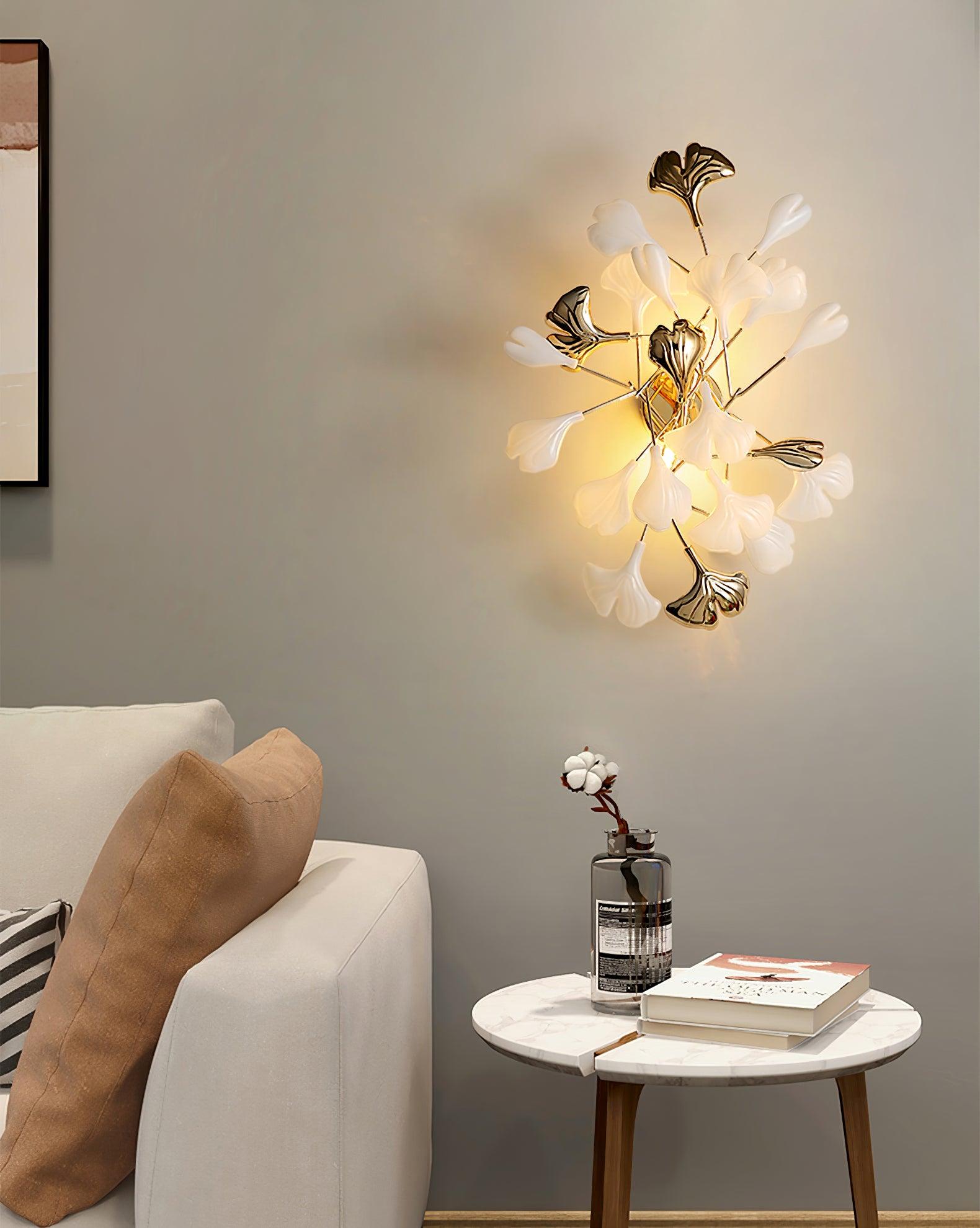 Oakes Postmodern Luxury Gingko Ceramics Wall Lamp