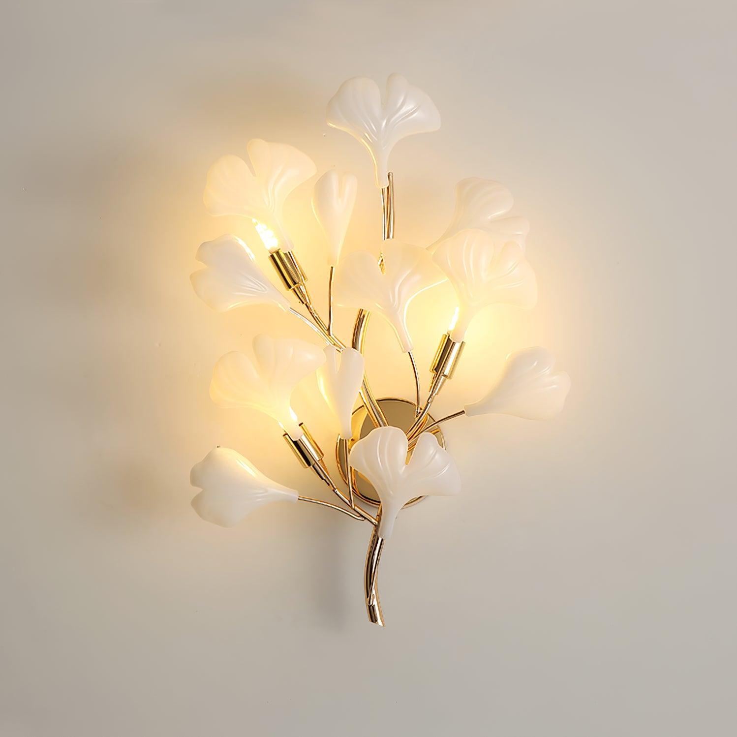 Oakes Postmodern Luxury Gingko Ceramics Wall Lamp