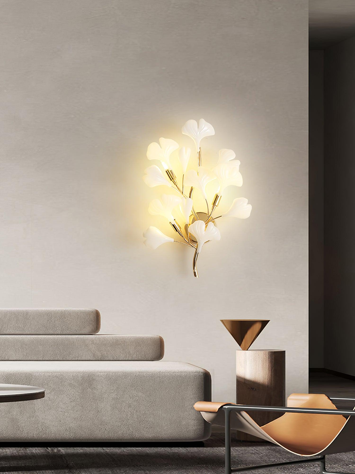 Oakes Postmodern Luxury Gingko Ceramics Wall Lamp