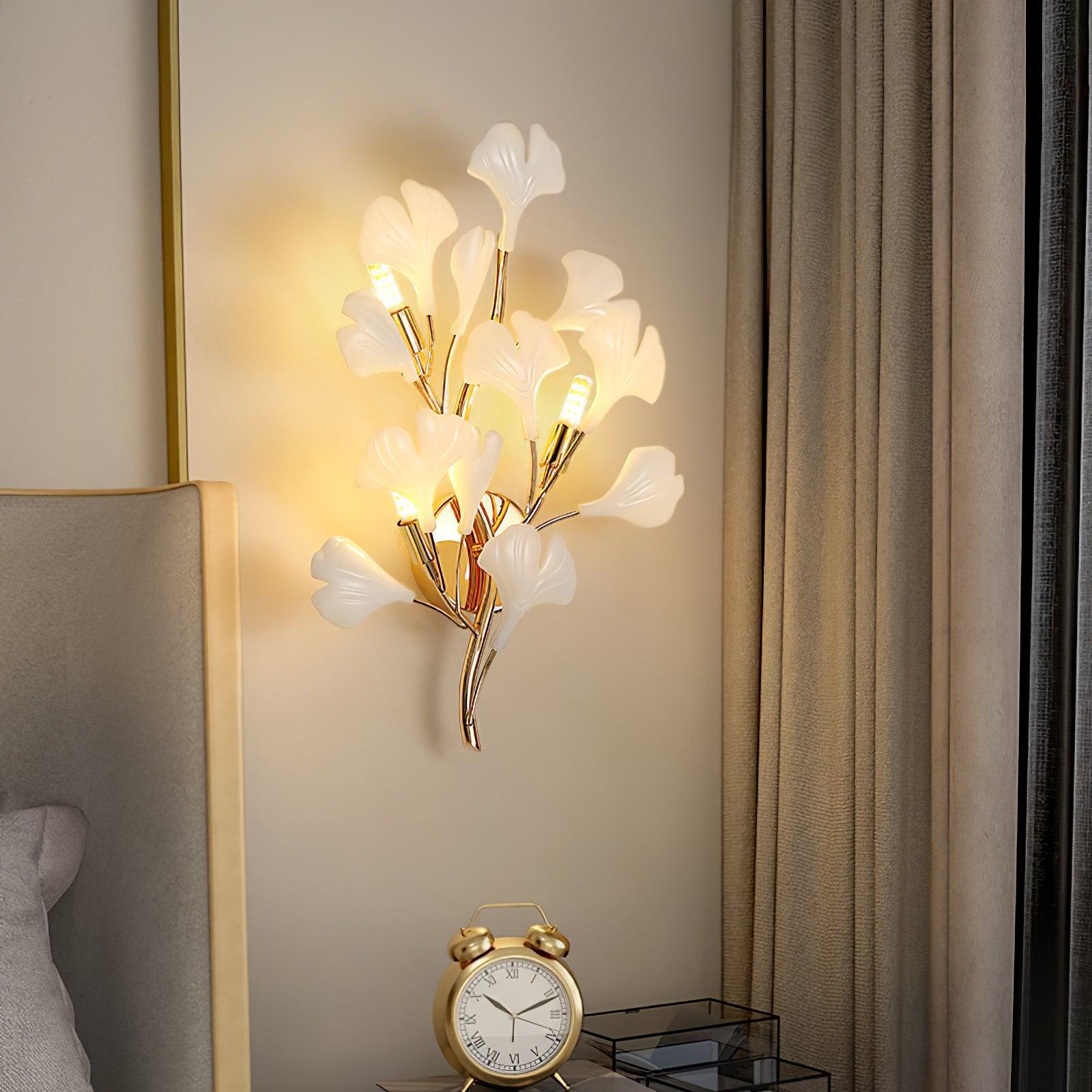 Oakes Postmodern Luxury Gingko Ceramics Wall Lamp