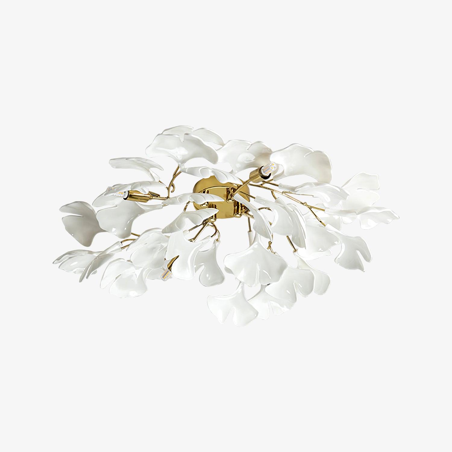 Solara Ceiling Lamp Gingko Leaves with Brass Branch