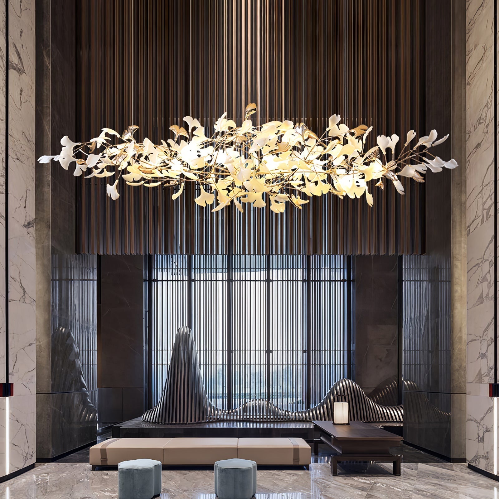 Sovell Postmodern Luxury Ginkgo Cloud Ceramics Chandelier