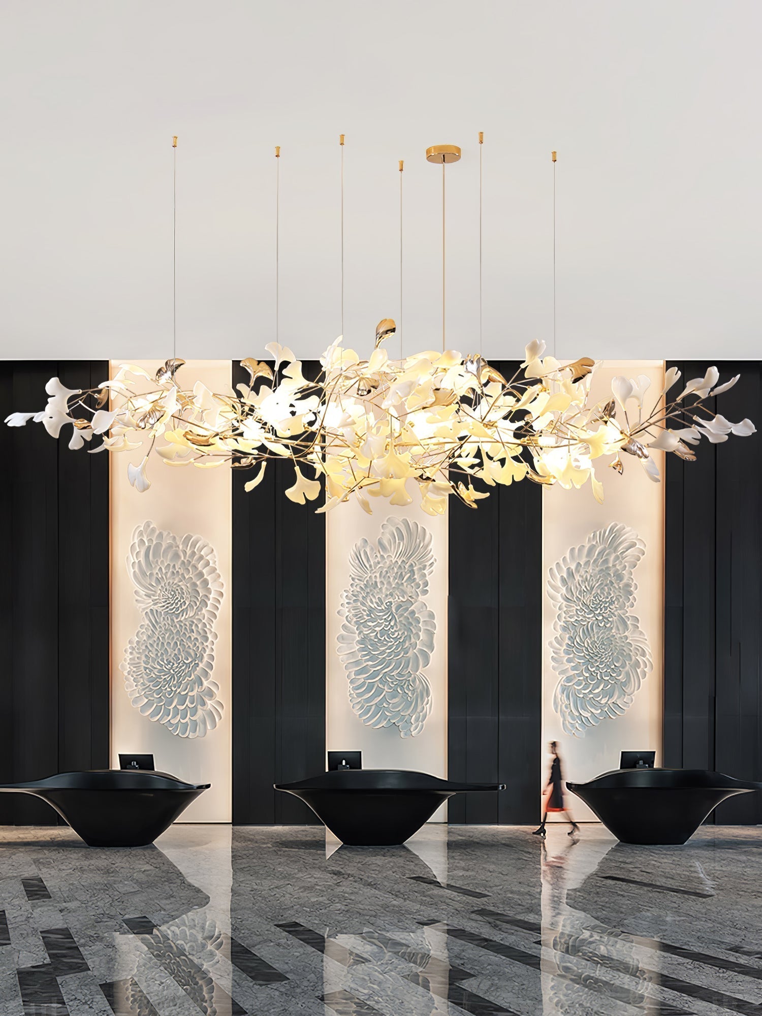 Sovell Postmodern Luxury Ginkgo Cloud Ceramics Chandelier