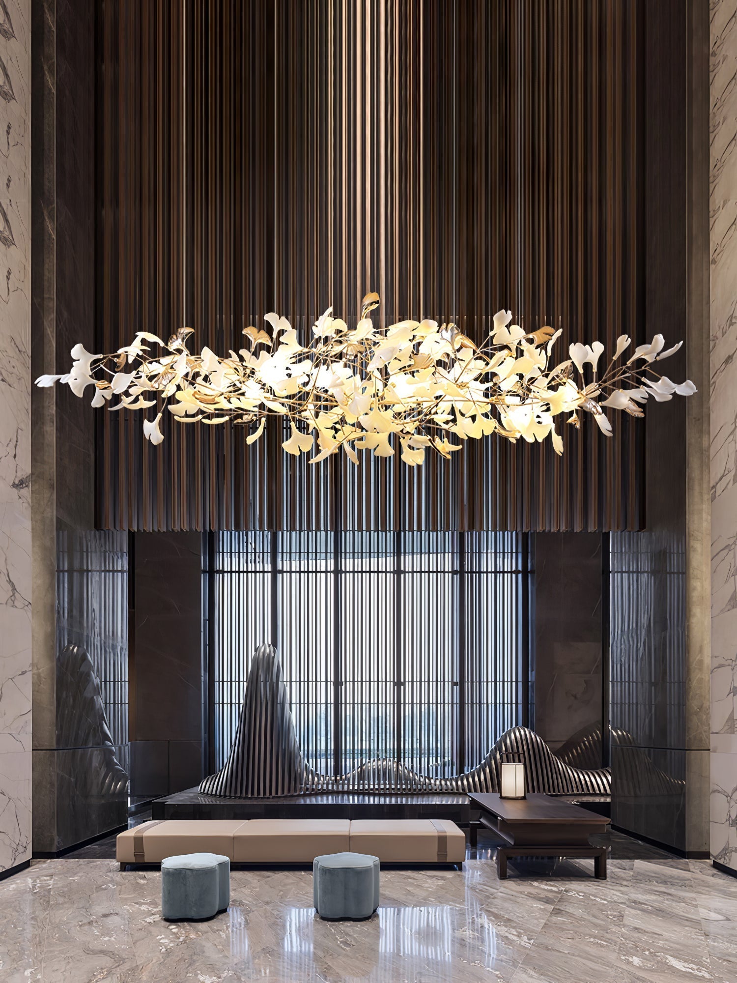 Sovell Postmodern Luxury Ginkgo Cloud Ceramics Chandelier