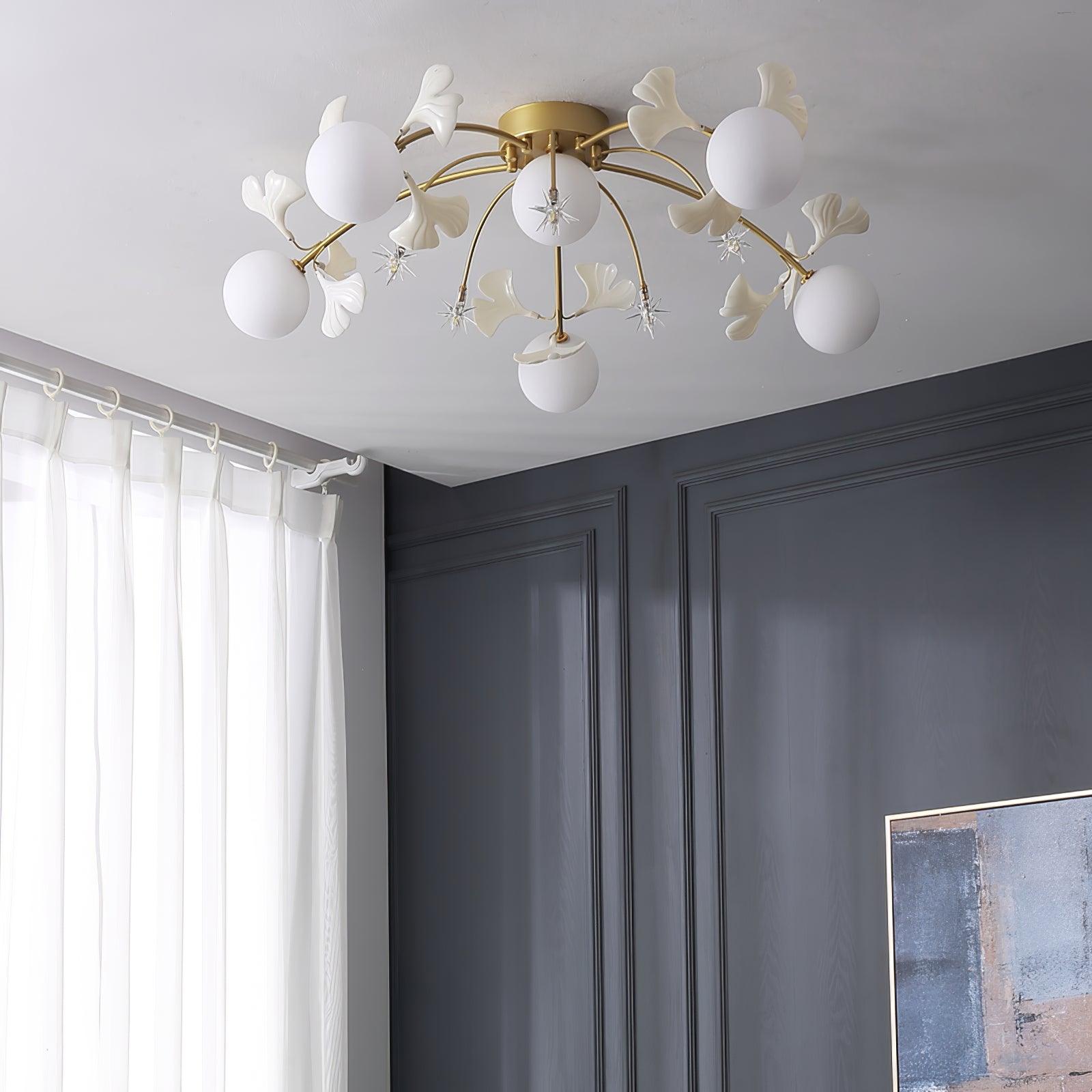 Celalaya Ceiling Lamp Ginkgo Glass for Living Room