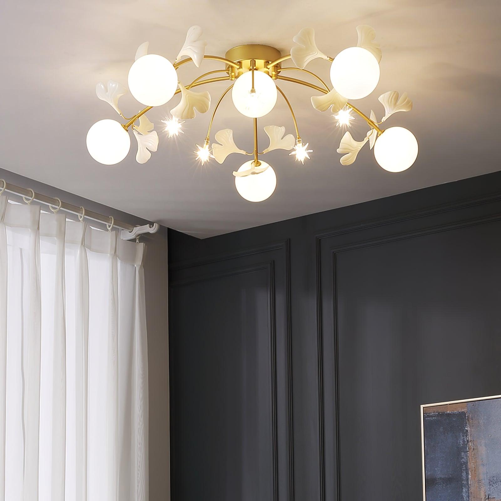 Celalaya Ceiling Lamp Ginkgo Glass for Living Room