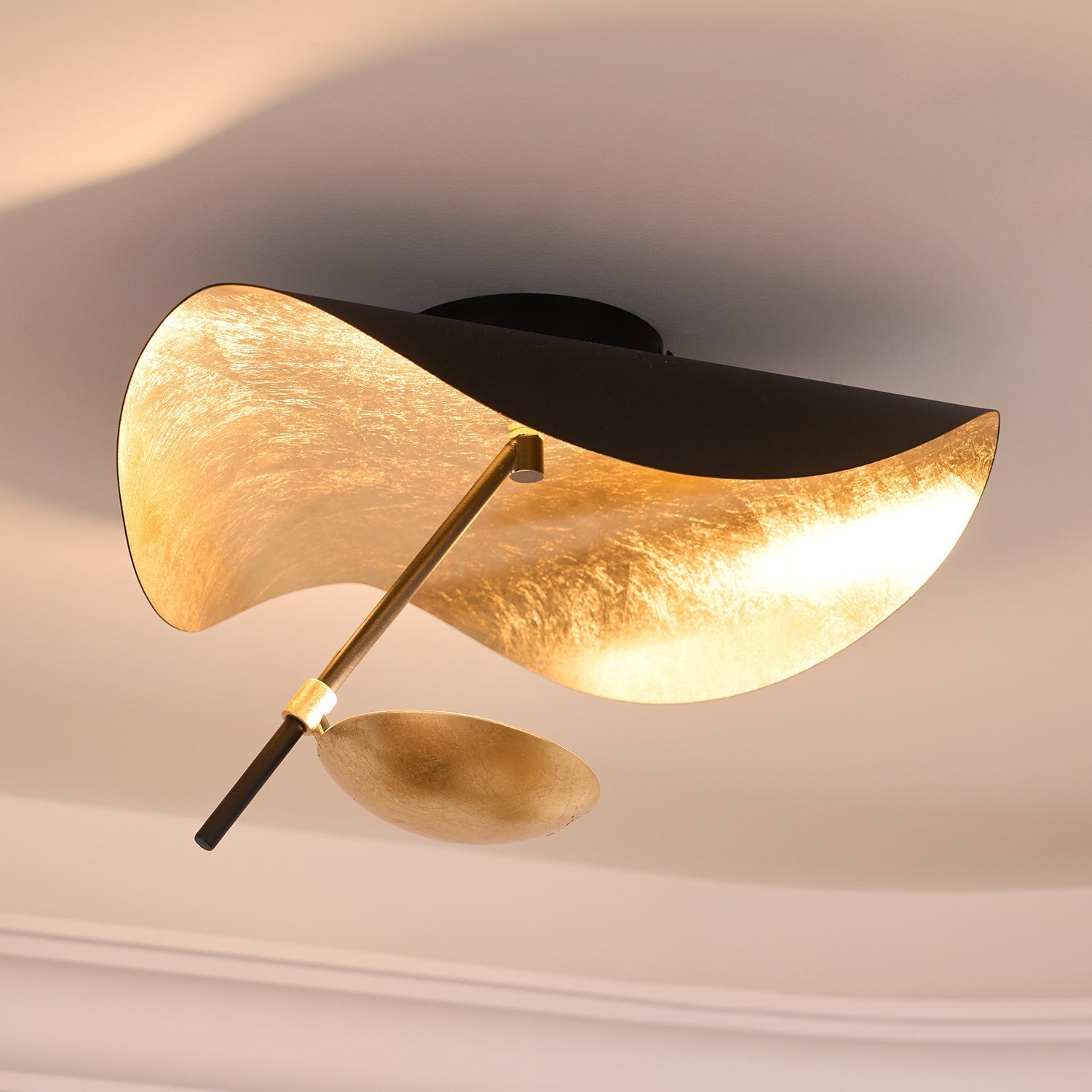 Solenena Ceiling Lamp Curved Shade and Gold Interior