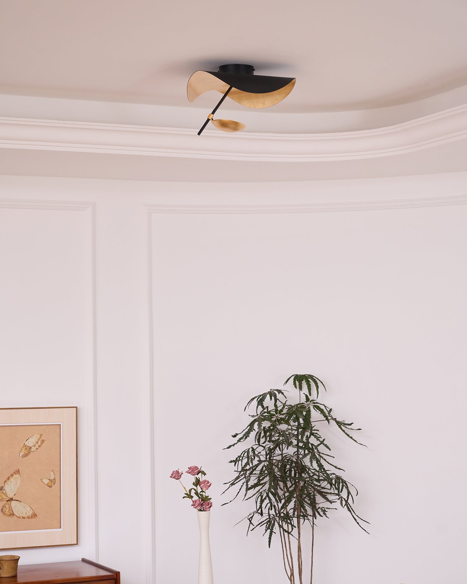Solenena Ceiling Lamp Curved Shade and Gold Interior